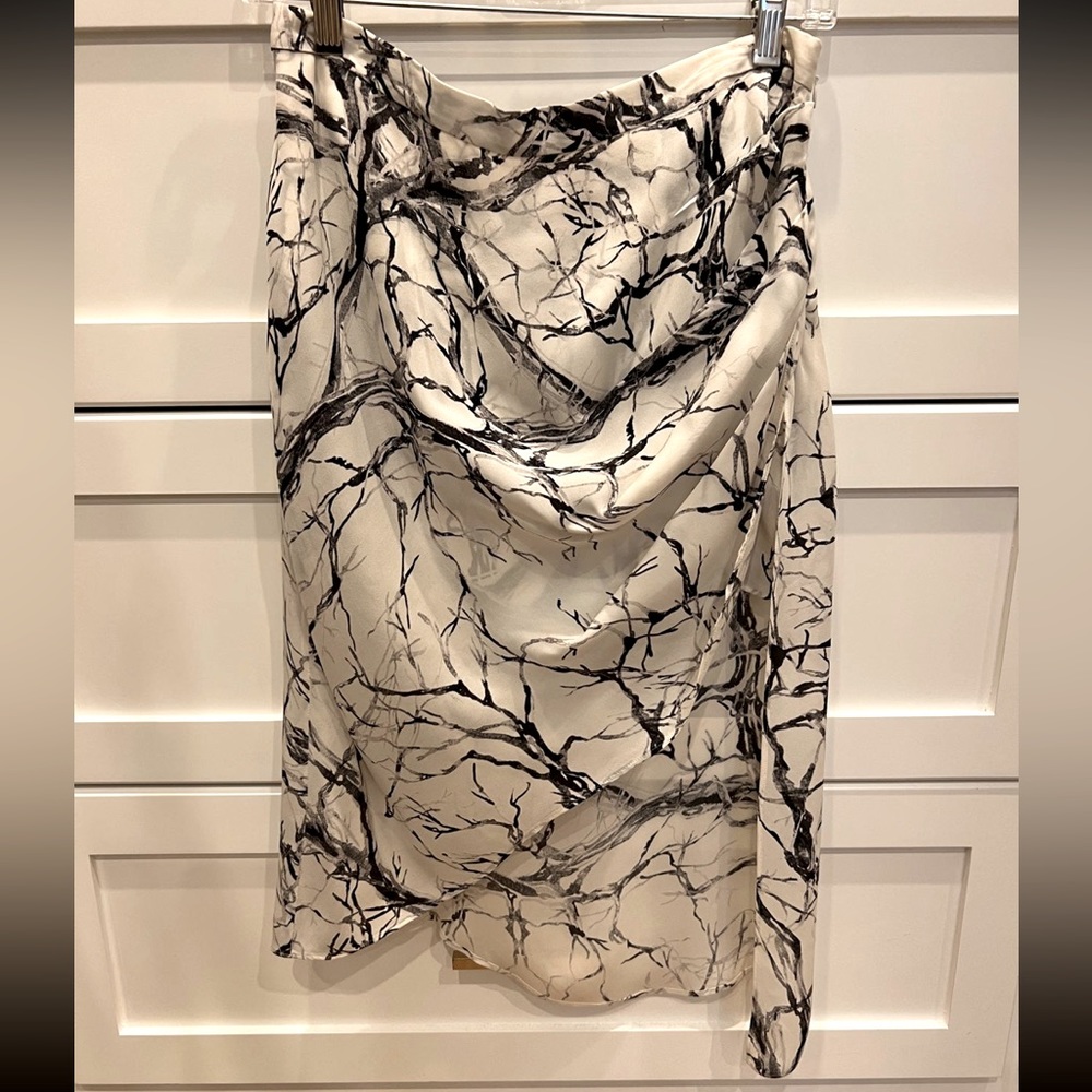 Haute Hippie Asymmetrical Skirt in Black and Cream